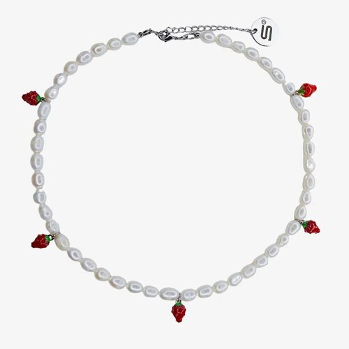 Колье 2SICK, эмаль, длина 38 см, красный