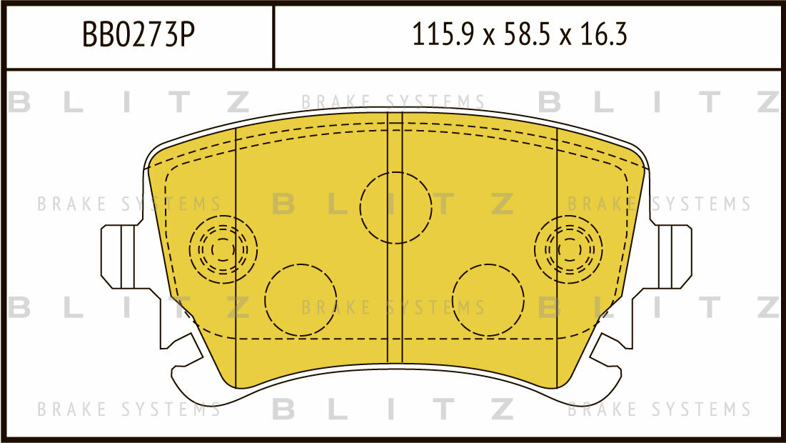 BLITZ колодки тормозные дисковые задние AUDI A4, S4Q, A6, RS6, A8 03- VW PHAETON 4, 02- BB0273P