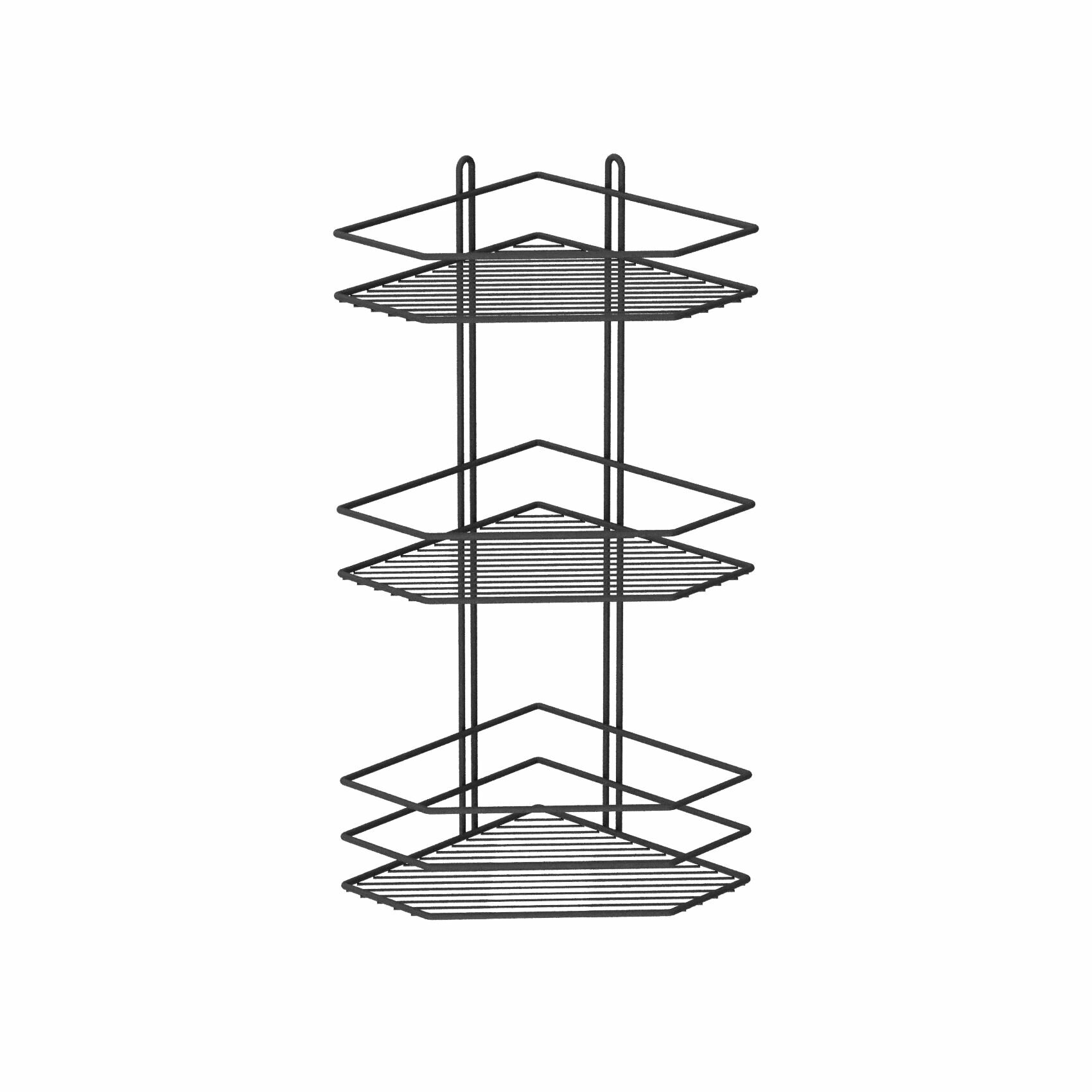 Полка угловая 3 яруса, трапеция, цвет черный