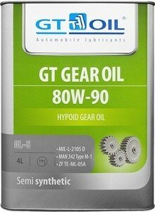 Масло трансмиссионное 80w90 gt oil 4л синтетика gt gear oil gl-5