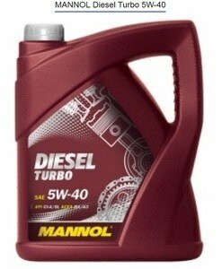 Масло моторное 5w40 mannol 5л синтетика diesel turbo ci-4/sl, b4/a3