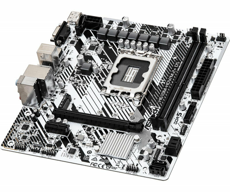 Asrock Материнская плата Asrock H610M-HDV/M2+ D5 Soc-1700 Intel H610 2xDDR5 mATX AC`97 8ch(71) GbLAN+VGA+HDMI+DP