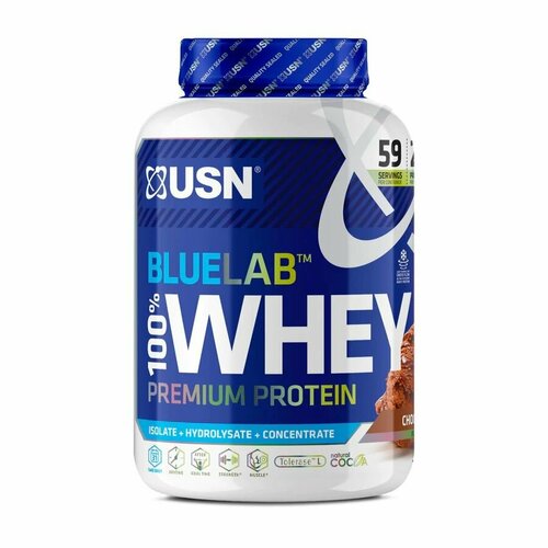 USN BlueLab Whey 2000 g / ЮСН БлюЛаб Вей сывороточный протеин 2000 г карамель-шоколад