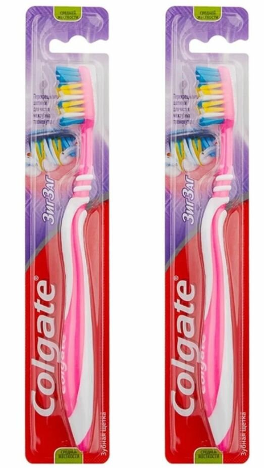 Colgate Зубная щетка "Zig-Zag Plus" средняя, 2 шт.