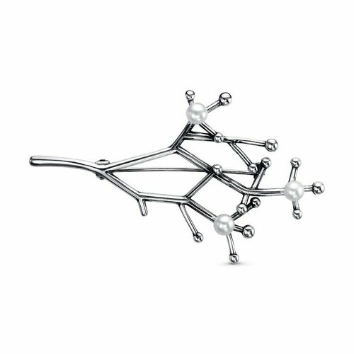 Брошь Красная Пресня, серебро, 925 проба, оксидирование, жемчуг культивированный