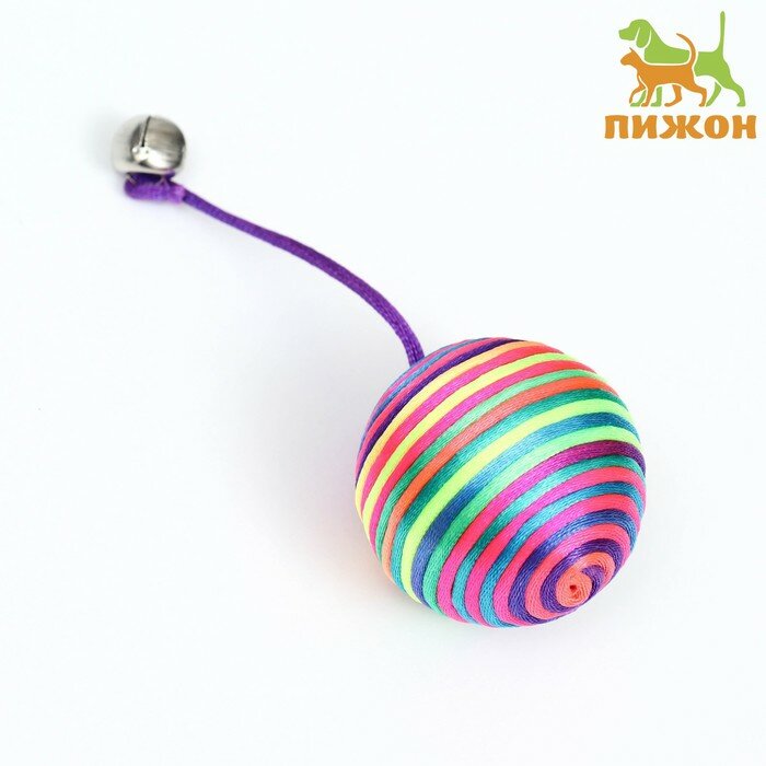 Пижон Мяч текстильный "Полосатик с хвостиком", 5,5 см, микс цветов