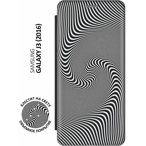 Чехол-книжка на Samsung Galaxy J3 (2016) / Самсунг Джей 3 2016 c принтом Черно-белый виток черный чехол книжка на samsung galaxy j3 2016 самсунг джей 3 2016 с 3d принтом черно желтая абстракция черный