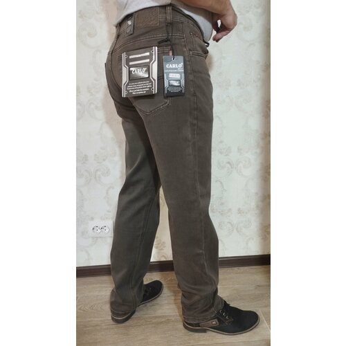 Джинсы CARLO SPACE, размер 33, коричневый