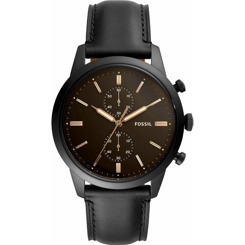 Наручные часы FOSSIL, черный брелок натуральная кожа нержавеющая сталь коричневый