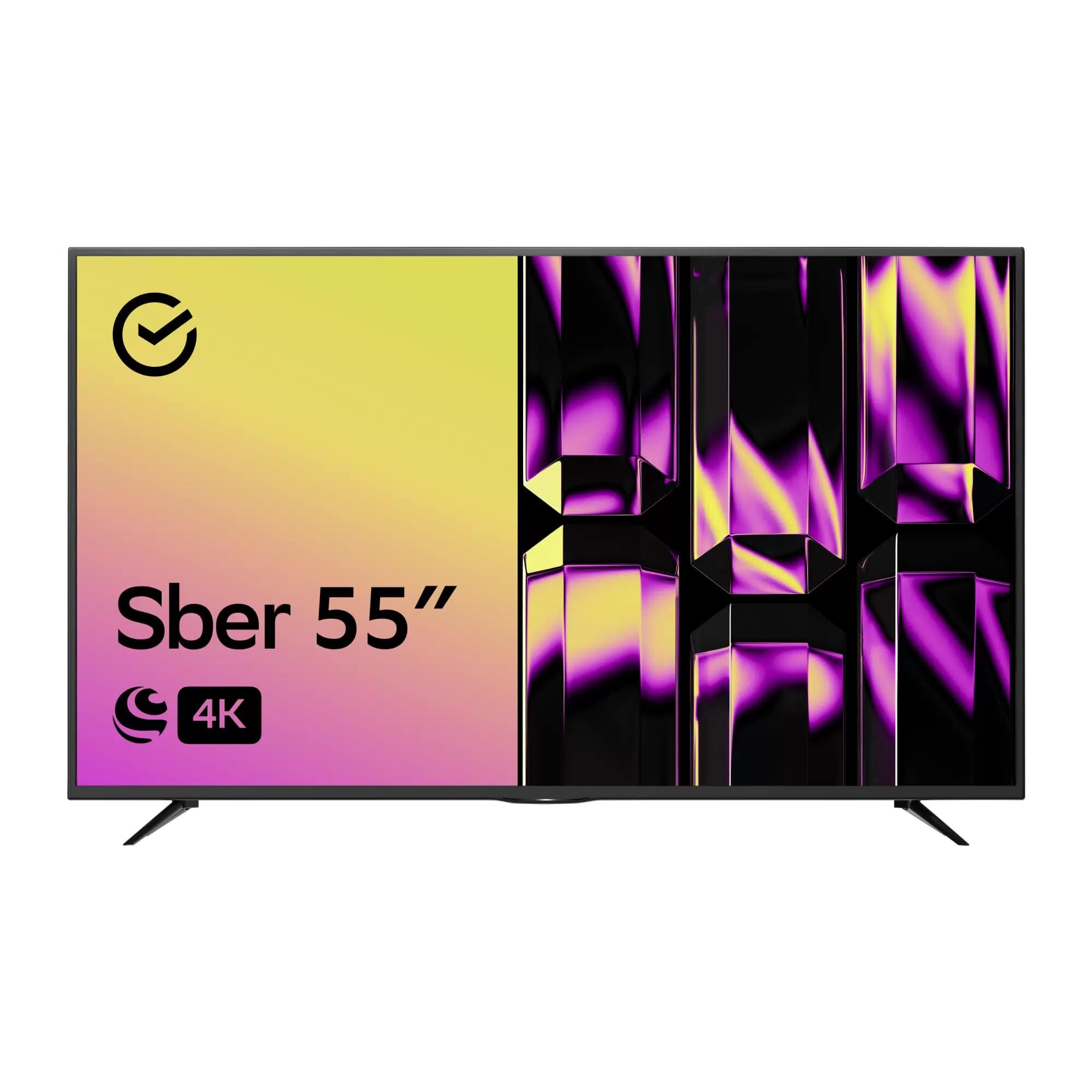 Умный телевизор SBER 4K Ultra HD, 55 дюймов, черный