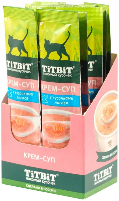 Крем-суп для кошек TiTBiT Лакомый кусочек с лососем 10г*16шт