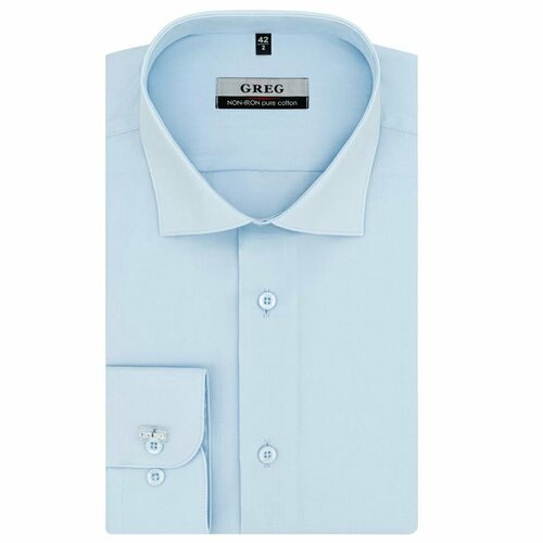 Рубашка GREG, размер 39, голубой рубашка мужская однотонная с отложным воротником люксовая приталенная деловая с вышивкой с длинными рукавами для встреч