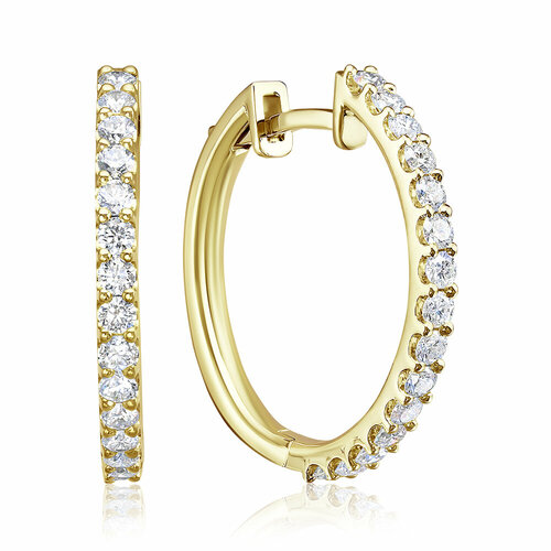 Серьги конго Бриллиантовая студия Серьги-конго, желтое золото, 585 проба, бриллиант, размер 6.5 мм, длина 2.5 см, желтый