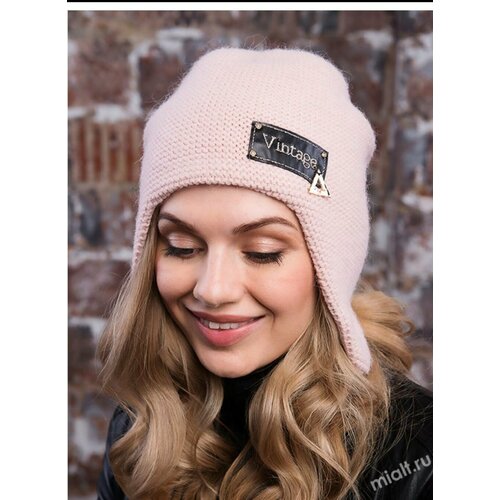 фото Шапка ушанка mialt шапка-ушанка, размер 54/56, розовый