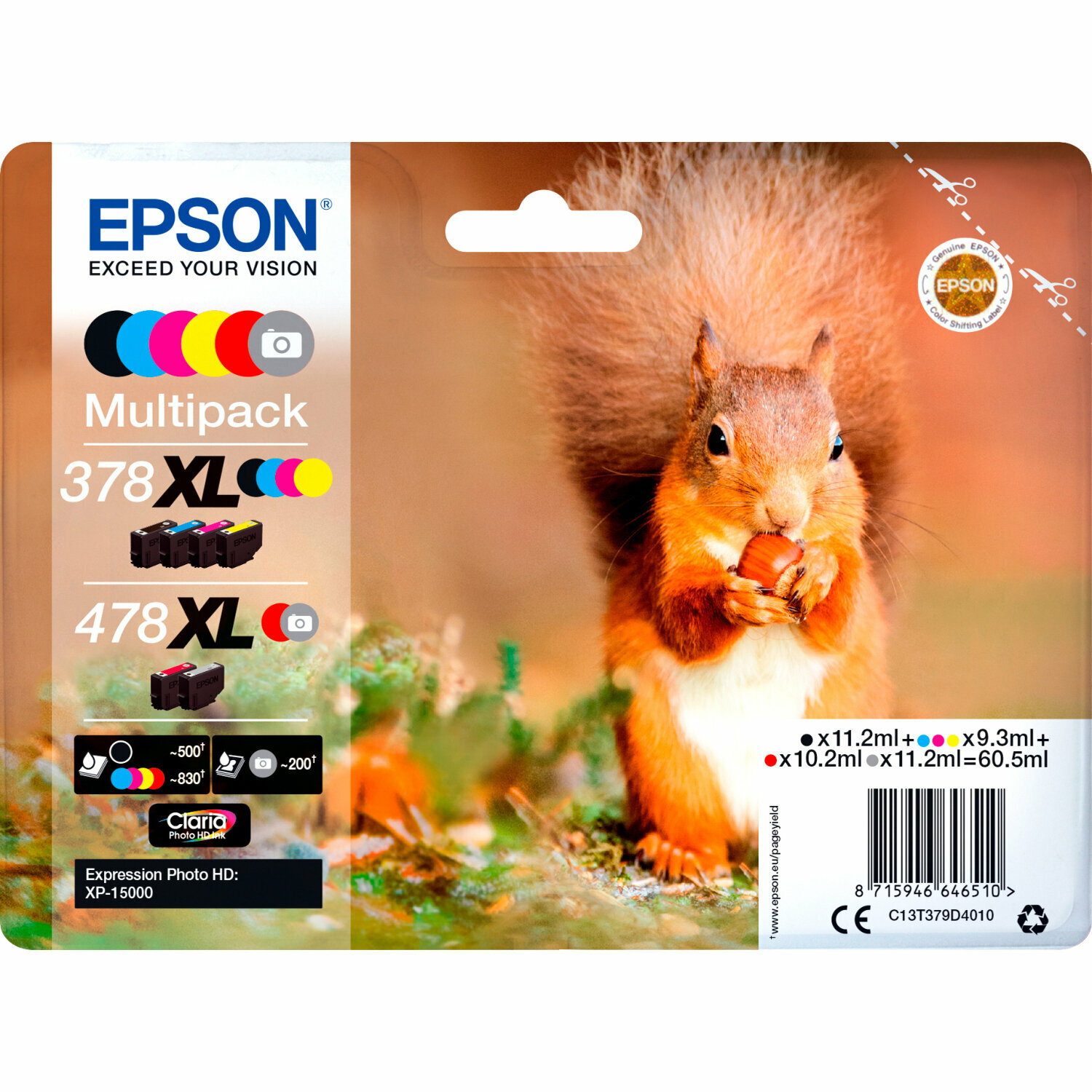 Комплект картриджей Epson C13T379D4010/C13T379D4020, 830 стр, многоцветный