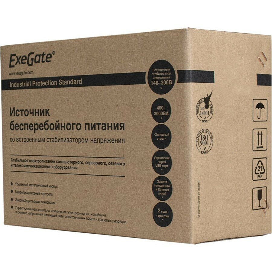 Источник бесперебойного питания Exegate EP276528RUS 650VA/360W, LED, AVR,2 евророзетки, black - фото №9