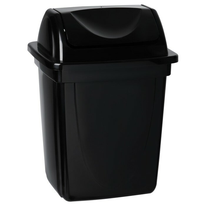 Корзина для бумаг и мусора Стамм 12 литров вращающаяся крышка пластик черная