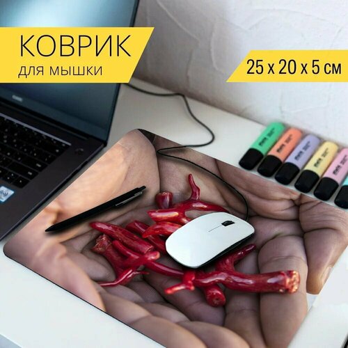 Коврик для мыши с принтом Коралл, драгоценные, красный 25x20см. коврик для мыши с принтом цветовой круг акварель коралл 25x20см