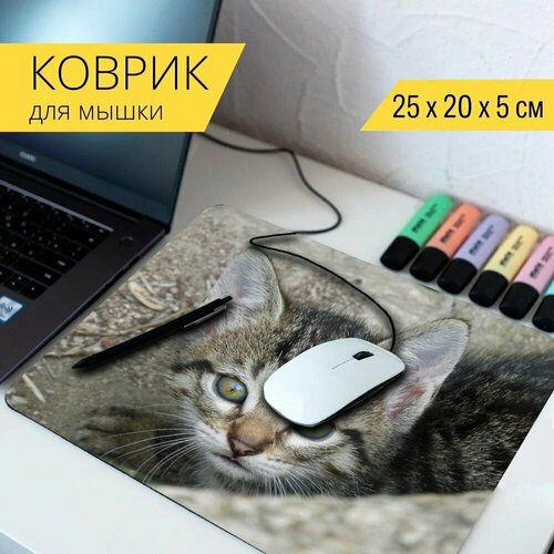 Коврик для мыши с принтом Котенок, щенок, салон красоты 25x20см.