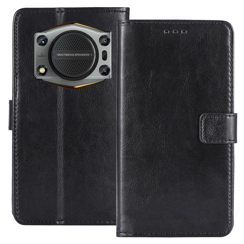 Чехол книжка MyPads Porta Biglietti для Oukitel WP22 из импортной кожи с подставкой застёжкой и визитницей черный.