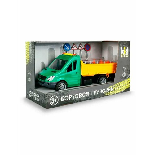 Игрушка-бортовой грузовик KID ROCKS, масштаб 1:16, со звуком и светом, инерц. механизм AB-2123