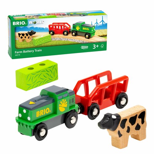 brio игровой набор детская площадка Игровой набор Brio Ферма груз. поезд с повозкой для животных 4элемента