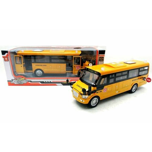 Машинка Автобус школьный инерционный на батарейках в коробке
