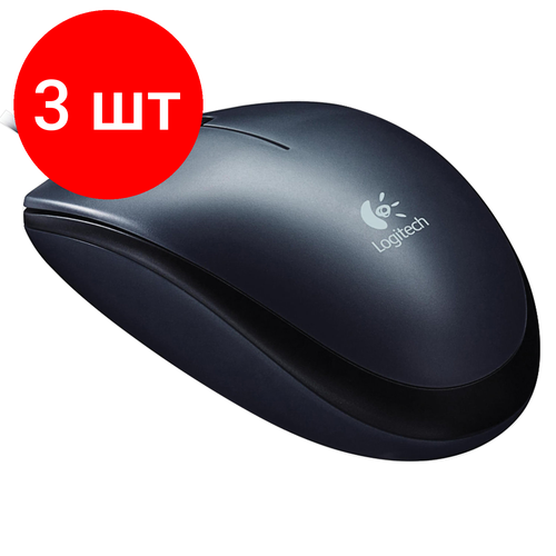 Комплект 3 шт Мышь проводная LOGITECH M90 USB 2 кнопки 1 колесо-кнопка оптическая черная 910-001794 572300₽