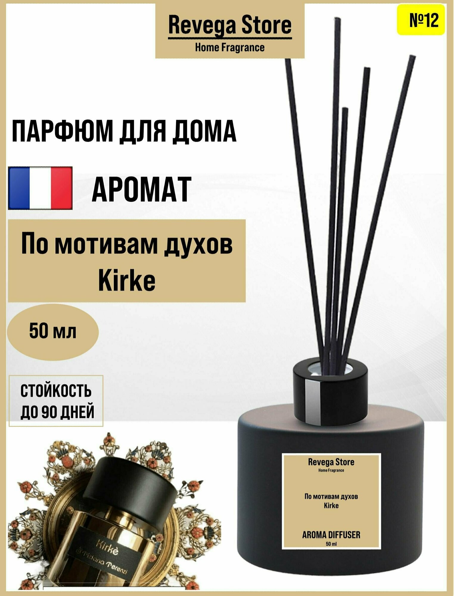 Диффузор с палочками / Парфюм для дома №12 По мотивам духов Kirke