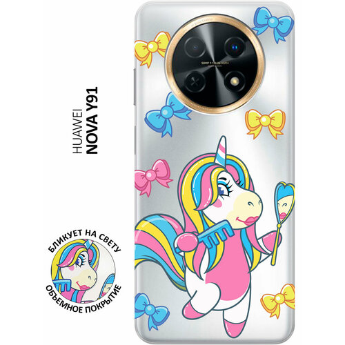 Силиконовый чехол с принтом Lady Unicorn для Huawei nova Y91 / Хуавей нова У91 силиконовый чехол с принтом lady unicorn для huawei nova 8 хуавей нова 8