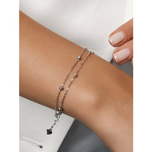 Браслет-цепочка SKAZKA Natali Romanovoi, серебро, 925 проба, родирование, длина 17 см.