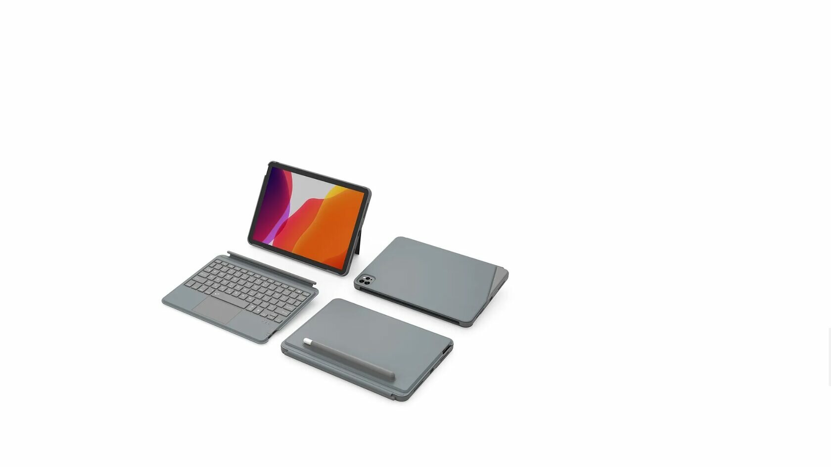 Чехол подставка с клавиатурой для iPad iPad Pro 11" (2018/2020/2021) и iPad Air 10.9", WiWU Combo Touch Keyboard Case, Серый — фото 4