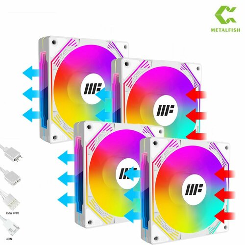 Вентиляторы 4шт METALFISH aRGB для корпуса, компьютера/ тихий кулер