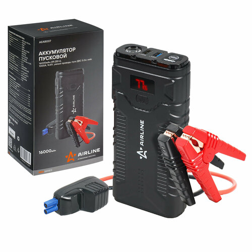 Аккумулятор пусковой Booster 16000мАч 1000А 148V умные провода пуск ДВС 50d кейс AEAB007 AIRLINE 1756100₽