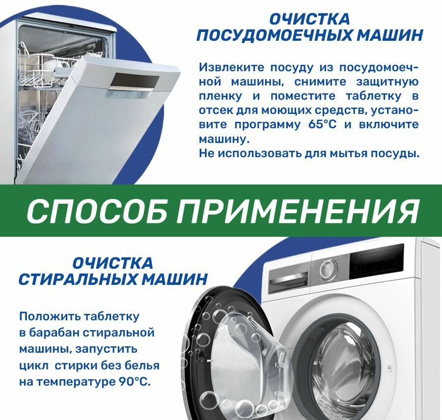 Очиститель для посудомоечных и стиральных машин Clean&Fresh 30 шт. / Таблетки для очистки посудомоечных машин