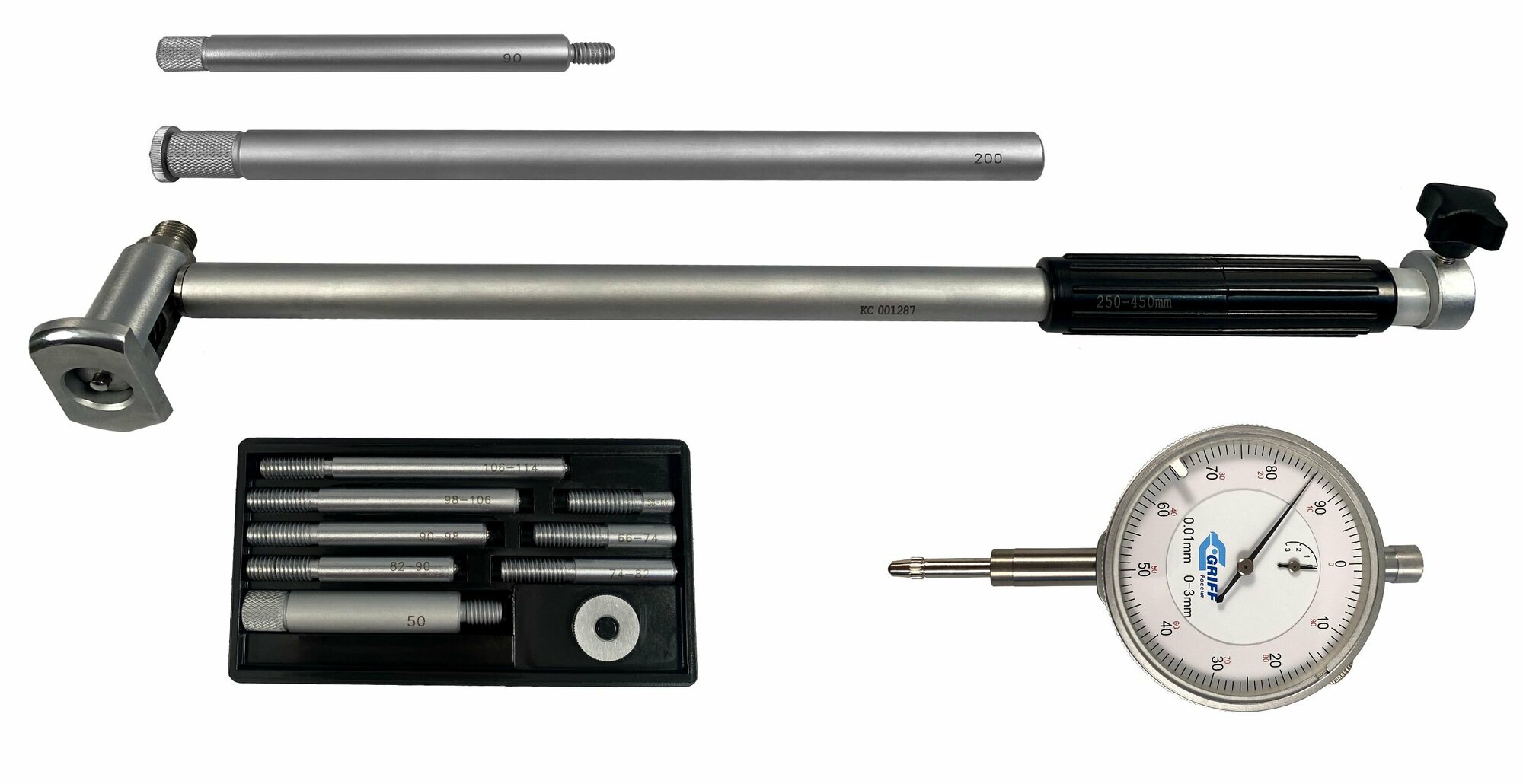 Нутромер индикаторный НИ 250-450, GRIFF, ГОСТ 868-82, серия professional, D128031