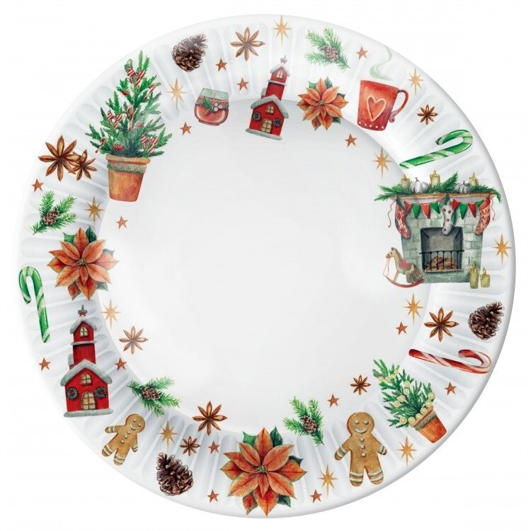 Набор бумажных тарелок ND Play Новогоднее настроение 6 штук длина 180 мм (309418)