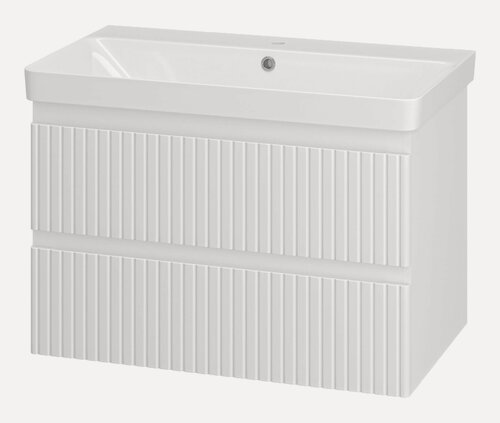 Изображение товара Тумба с раковиной подвесная Brevita VICTORY - 80 с 2 ящиками, белая