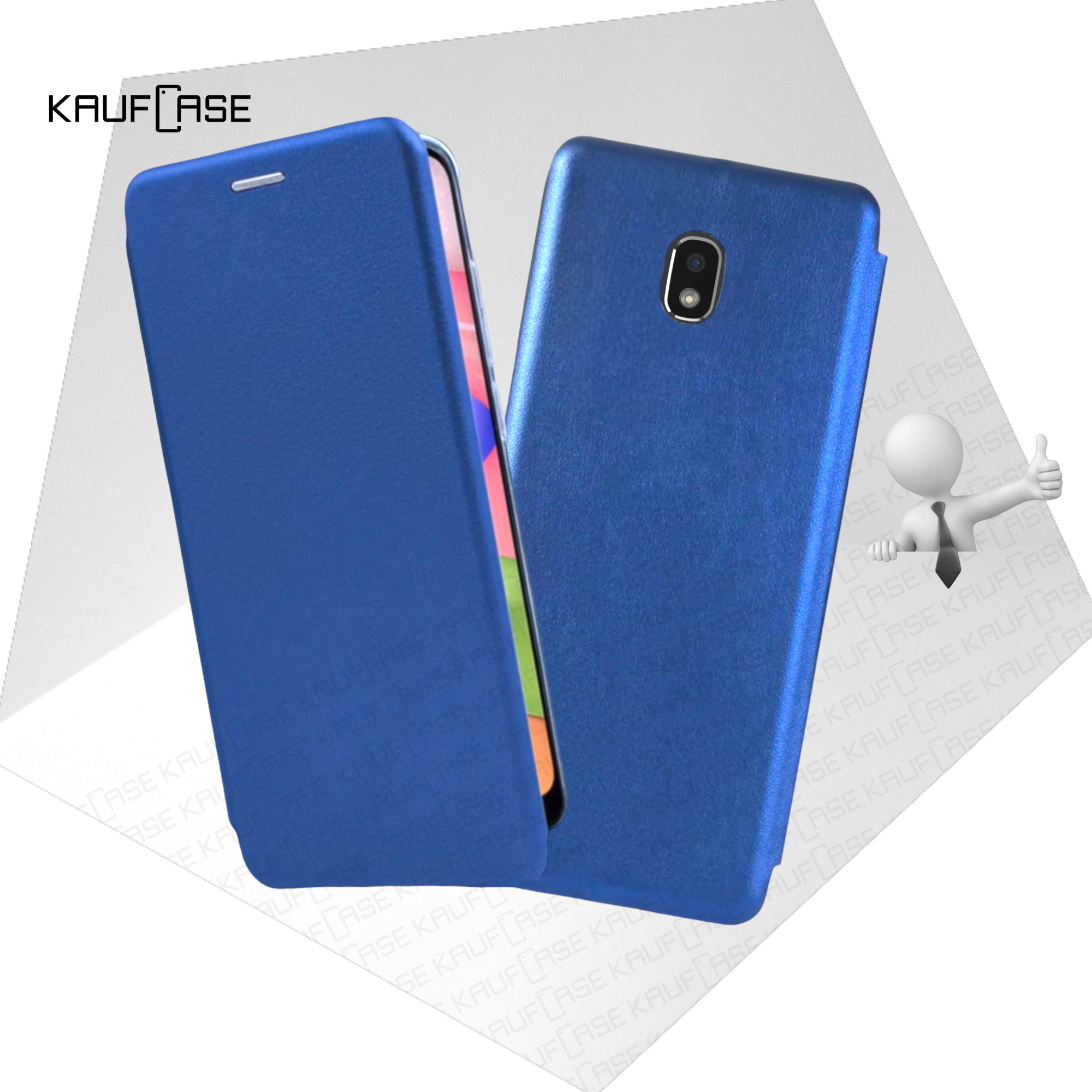 Чехол книжка для телефона Samsung J5 2017 (J530) (5.2"), синий. Текстура под кожу