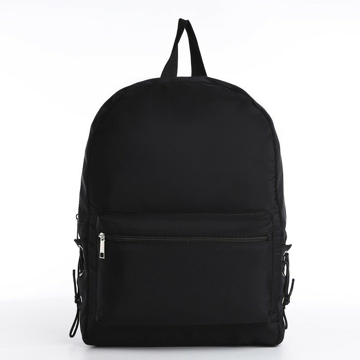 Рюкзак текстильный с боковыми лентами, 38х29х11см, цвет черный 9760649