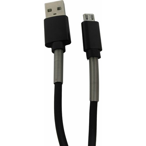 Кабель micro USB Mi-Digit M22, с защитой от перегиба - пружина, 2A, Черный, 1 м.