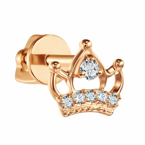 Серьга Голден Глоб, красное золото, 585 проба, фианит, бесцветный