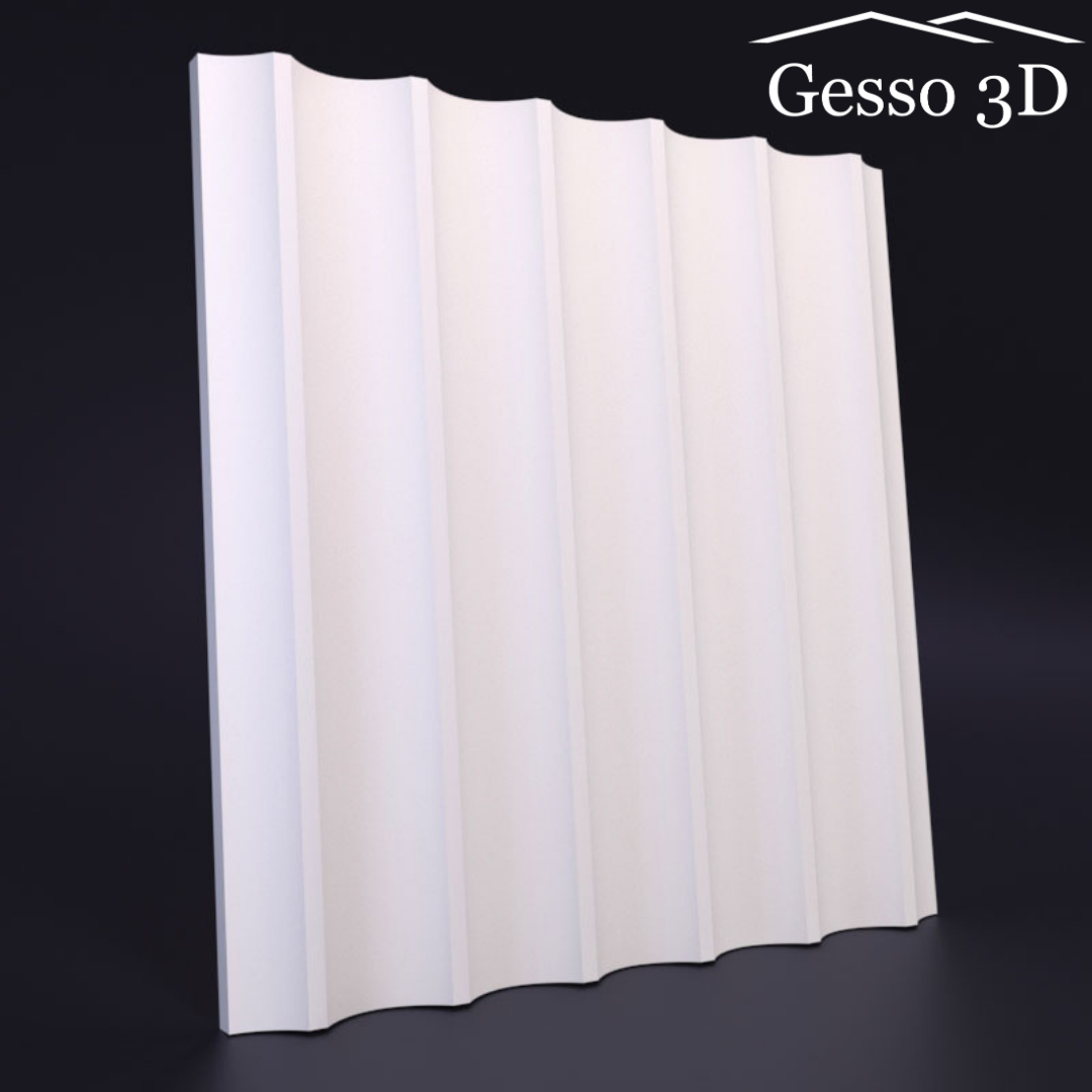 Гипсовая панель Gesso 3D "Рейка вогнутая" 500x500x25 мм, Упаковка 20 шт, 5 м2