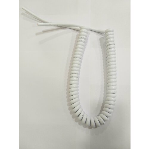 Спиральный кабель полиуретановый 3х1.5/500-2000мм белый