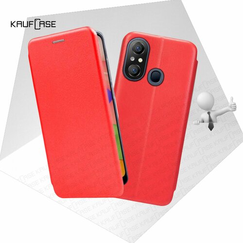 Чехол книжка KaufCase для телефона Itel A49 (6.6), красный. Трансфомер
