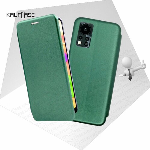 Чехол книжка KaufCase для телефона Infinix Hot 11s NFC (X6812B) (6.78), темно-зеленый. Трансфомер чехол книжка kaufcase для телефона infinix hot 20 x6826b 6 82 темно зеленый трансфомер