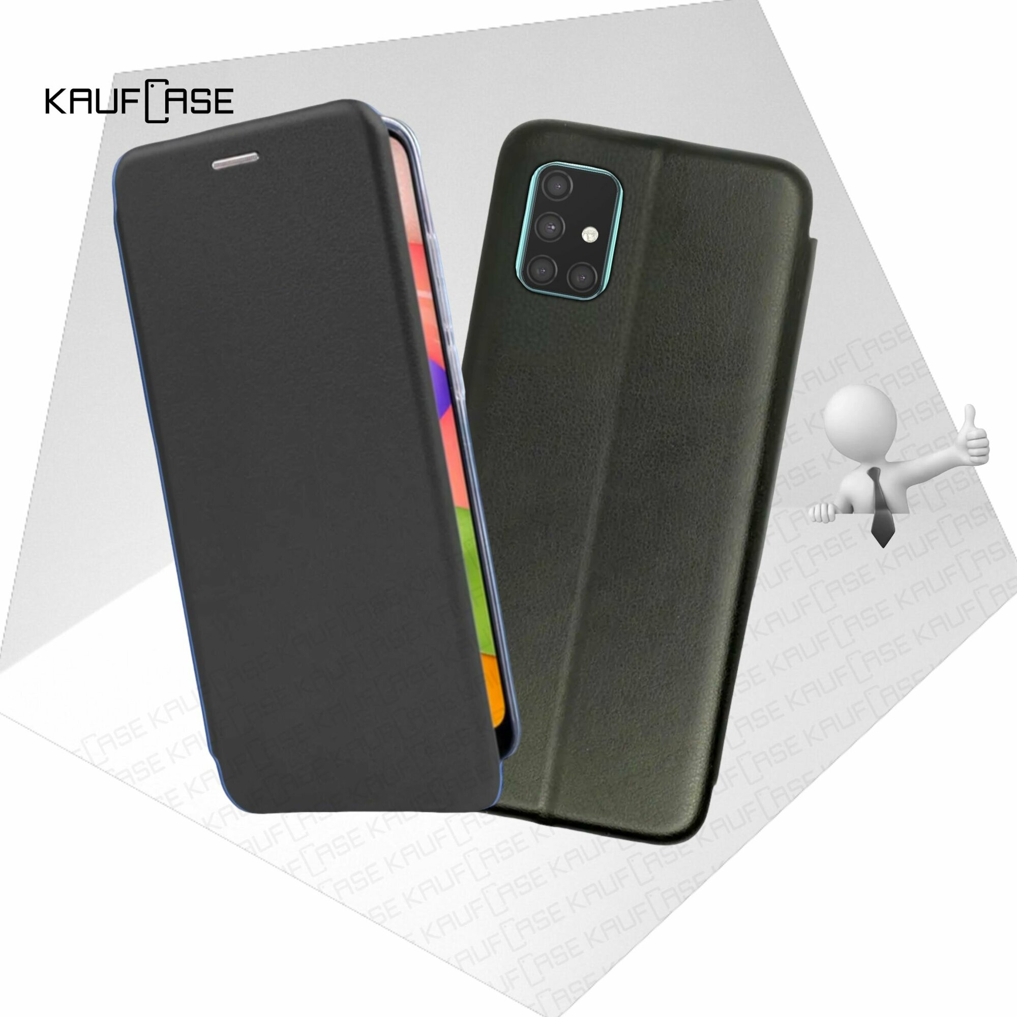 Чехол книжка KaufCase для телефона Samsung A71 (A715) (6.7"), черный. Трансфомер