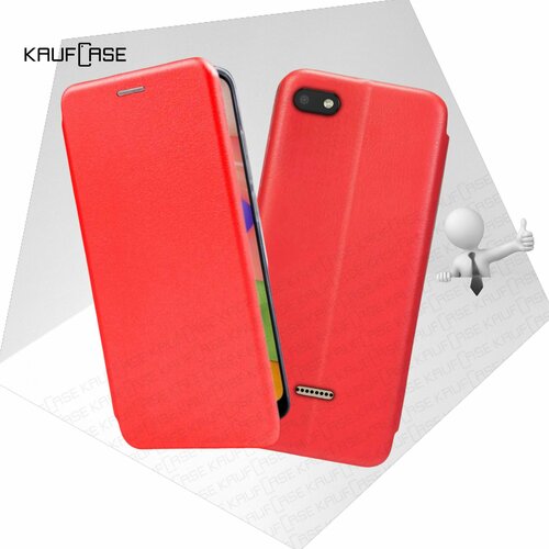 Чехол книжка KaufCase для телефона Xiaomi Redmi 6A (5.45), красный. Трансфомер чехол книжка kaufcase для телефона xiaomi redmi 10c 6 71 синий трансфомер