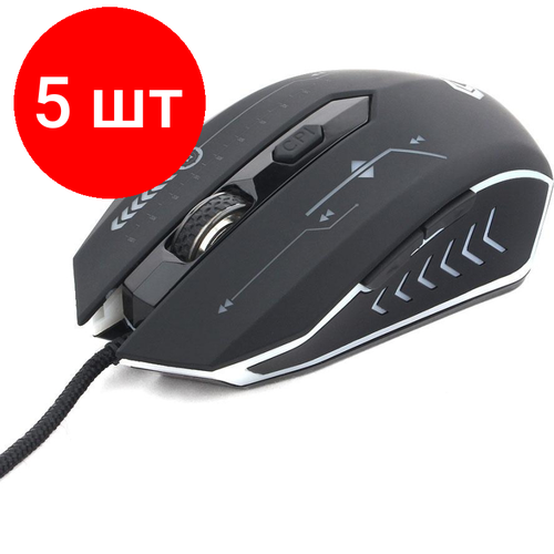 Комплект 5 штук, Мышь компьютерная Gembird MG-510, USB, черн, 6кн, 3200DPI, 1.75м, игровая gembird mg 520 usb