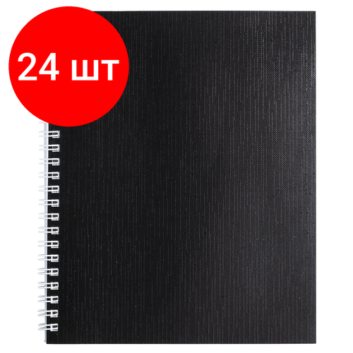 Комплект 24 шт, Тетрадь бумвинил, А5, 96 л, гребень, офсет №1, клетка, черная Metallic, HATBER, 96Т5бвВ1гр тетрадь бумвинил а5 96 л гребень офсет 1 клетка черная metallic hatber 96т5бвв1гр